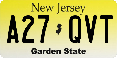 NJ license plate A27QVT