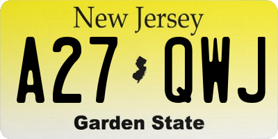NJ license plate A27QWJ