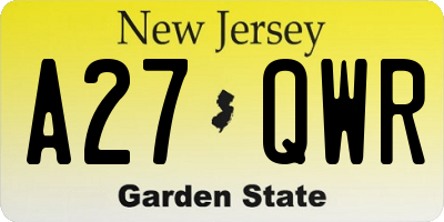 NJ license plate A27QWR