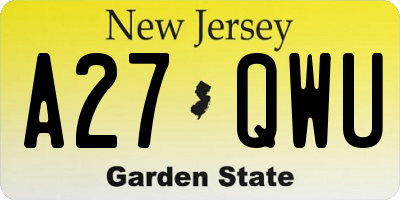 NJ license plate A27QWU