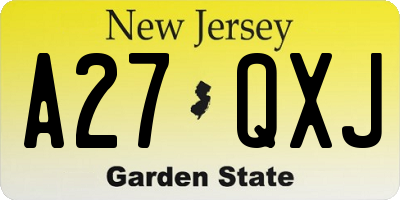 NJ license plate A27QXJ