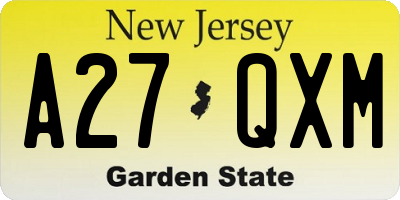 NJ license plate A27QXM