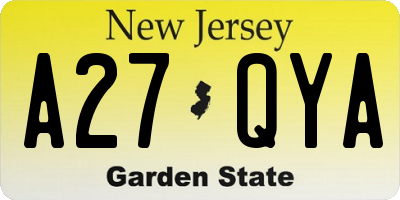 NJ license plate A27QYA