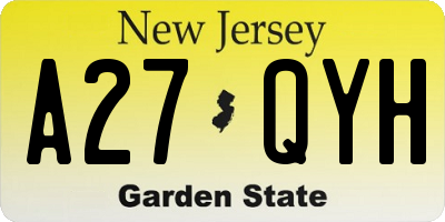 NJ license plate A27QYH