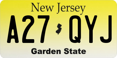 NJ license plate A27QYJ