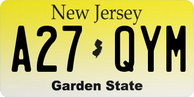 NJ license plate A27QYM