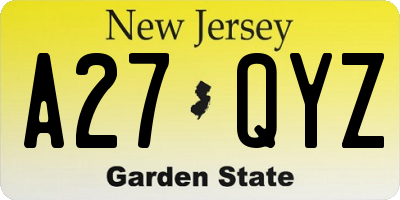 NJ license plate A27QYZ