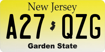 NJ license plate A27QZG