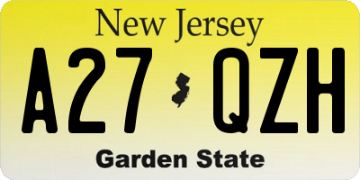 NJ license plate A27QZH