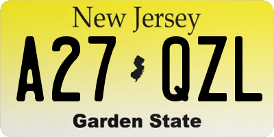 NJ license plate A27QZL