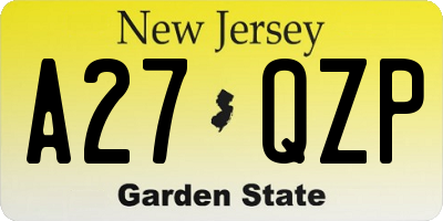 NJ license plate A27QZP