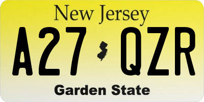 NJ license plate A27QZR