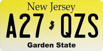 NJ license plate A27QZS