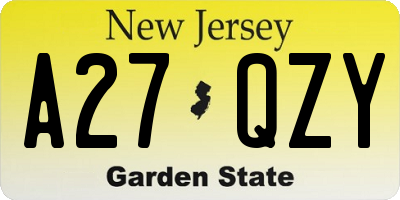 NJ license plate A27QZY