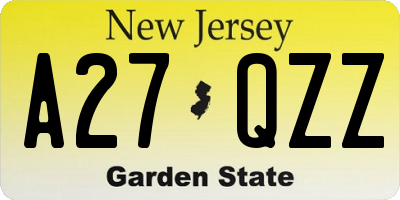 NJ license plate A27QZZ