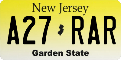 NJ license plate A27RAR