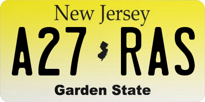 NJ license plate A27RAS
