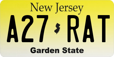 NJ license plate A27RAT