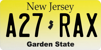 NJ license plate A27RAX