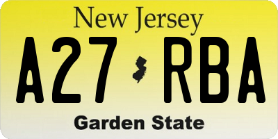 NJ license plate A27RBA