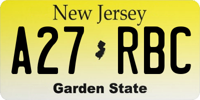 NJ license plate A27RBC