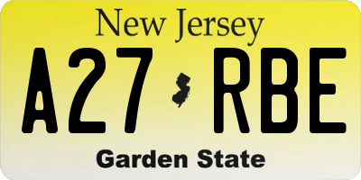 NJ license plate A27RBE