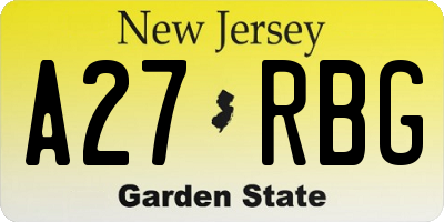 NJ license plate A27RBG