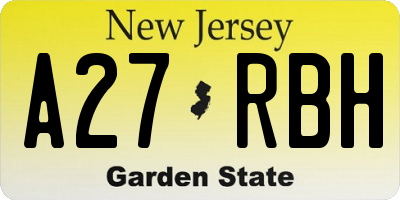 NJ license plate A27RBH