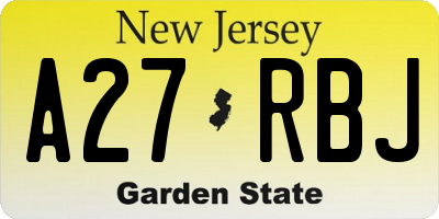 NJ license plate A27RBJ