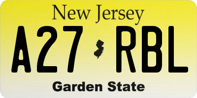 NJ license plate A27RBL