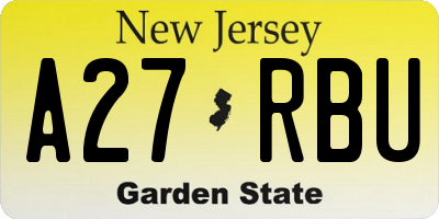 NJ license plate A27RBU