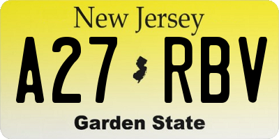 NJ license plate A27RBV
