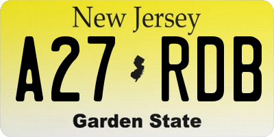 NJ license plate A27RDB