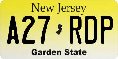NJ license plate A27RDP