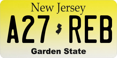 NJ license plate A27REB