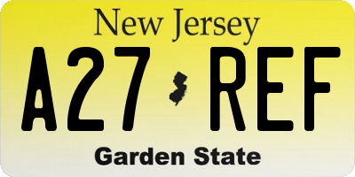 NJ license plate A27REF