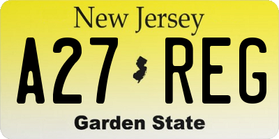 NJ license plate A27REG
