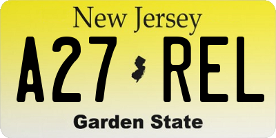 NJ license plate A27REL