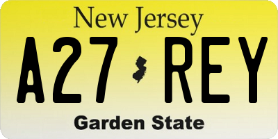 NJ license plate A27REY