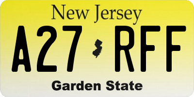 NJ license plate A27RFF