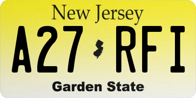NJ license plate A27RFI