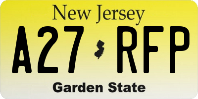 NJ license plate A27RFP