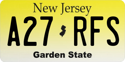 NJ license plate A27RFS