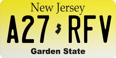 NJ license plate A27RFV