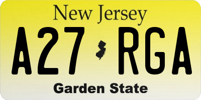 NJ license plate A27RGA