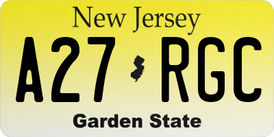 NJ license plate A27RGC