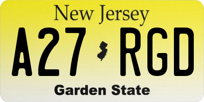NJ license plate A27RGD