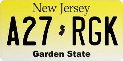 NJ license plate A27RGK