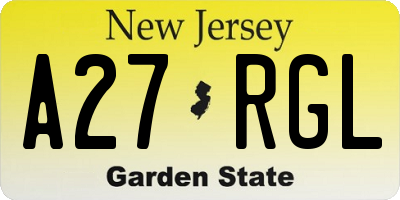 NJ license plate A27RGL