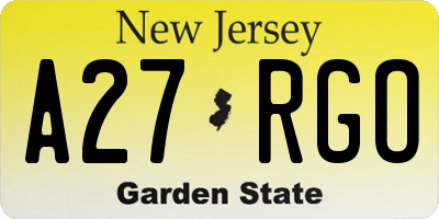 NJ license plate A27RGO